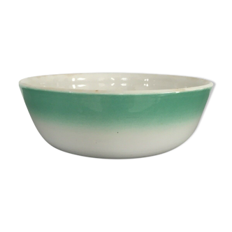 Salad bowl K.G Luneville France white and green