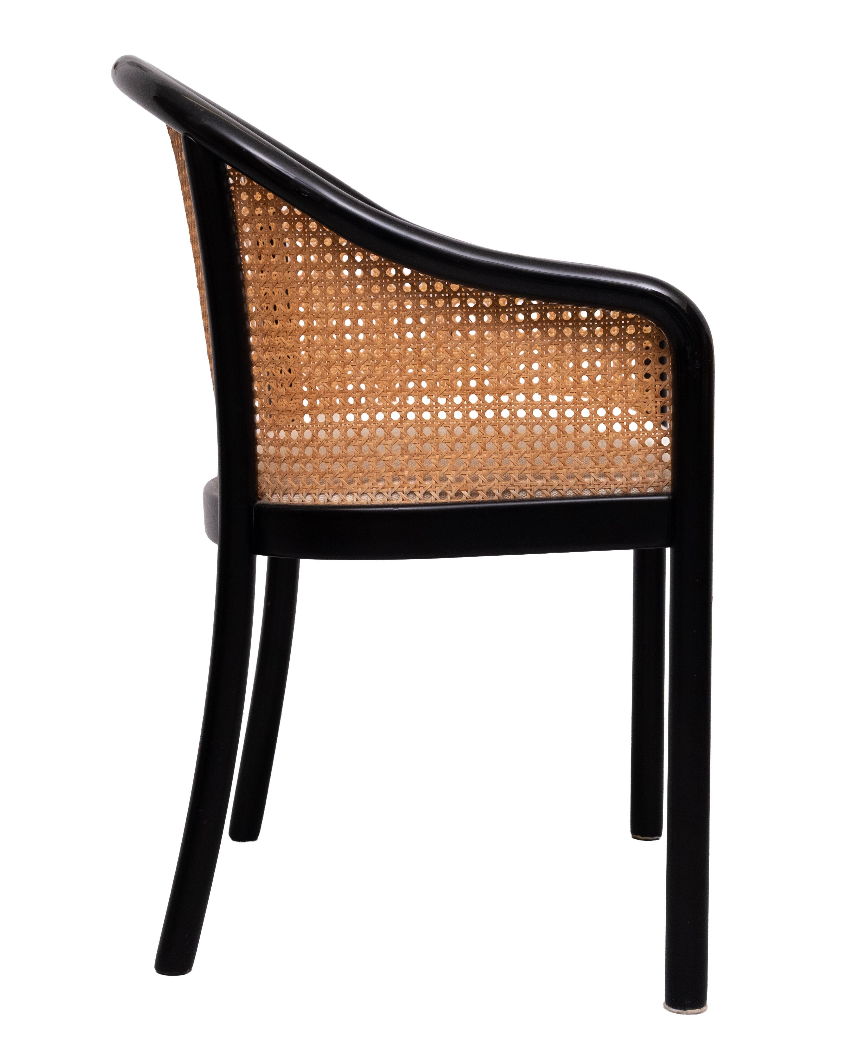 Chaises de salle à manger Ward Bennett en bois et en rotin, ensemble de 6