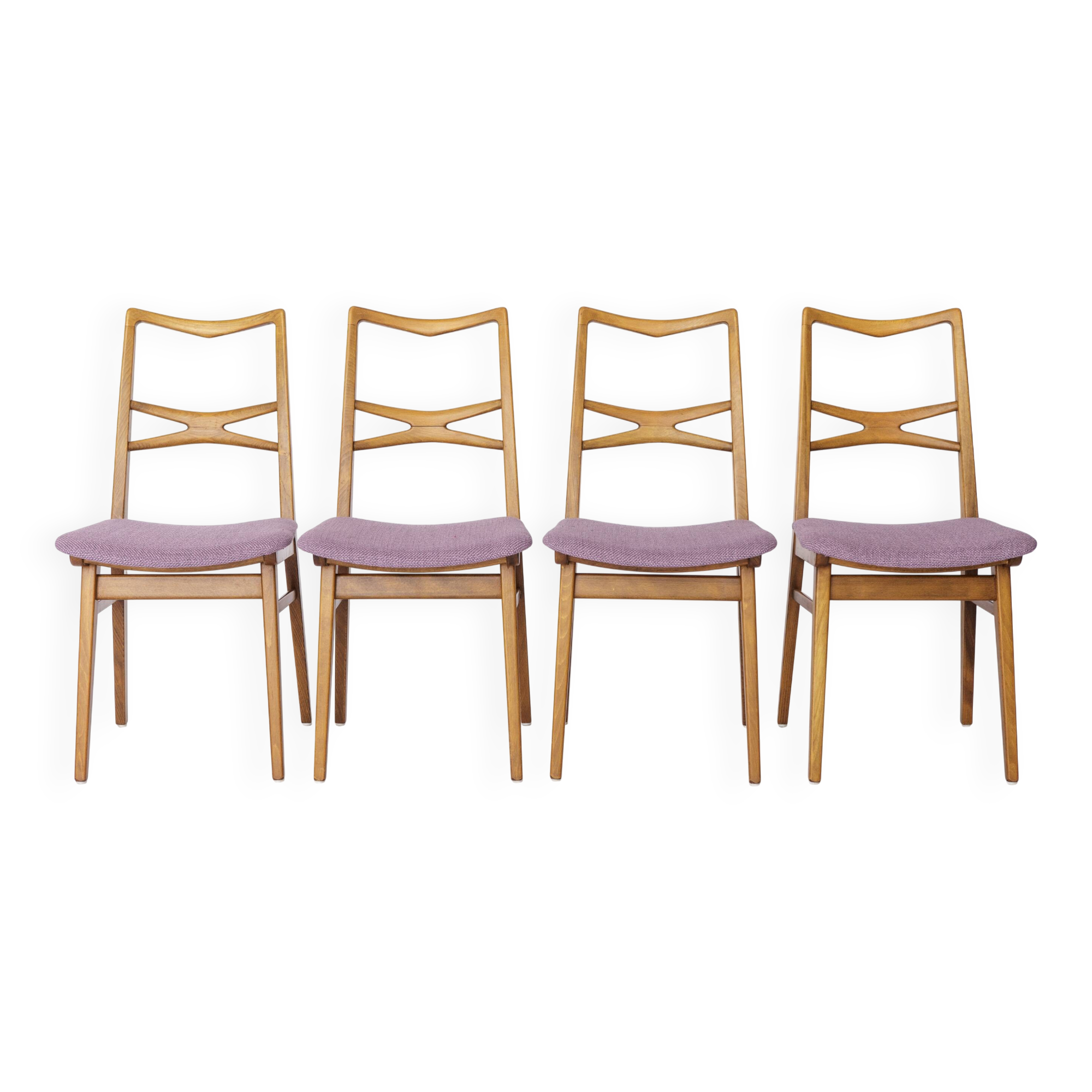 Lot de 4 chaises de salle à manger vintage, années 1960-1970, style allemand du milieu du siècle moderne, en hêtre