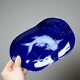 Vide-poche porcelaine émaillée bleu de four Limoges décor poisson japonisant