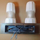 Vintage gold wall light on wooden stand