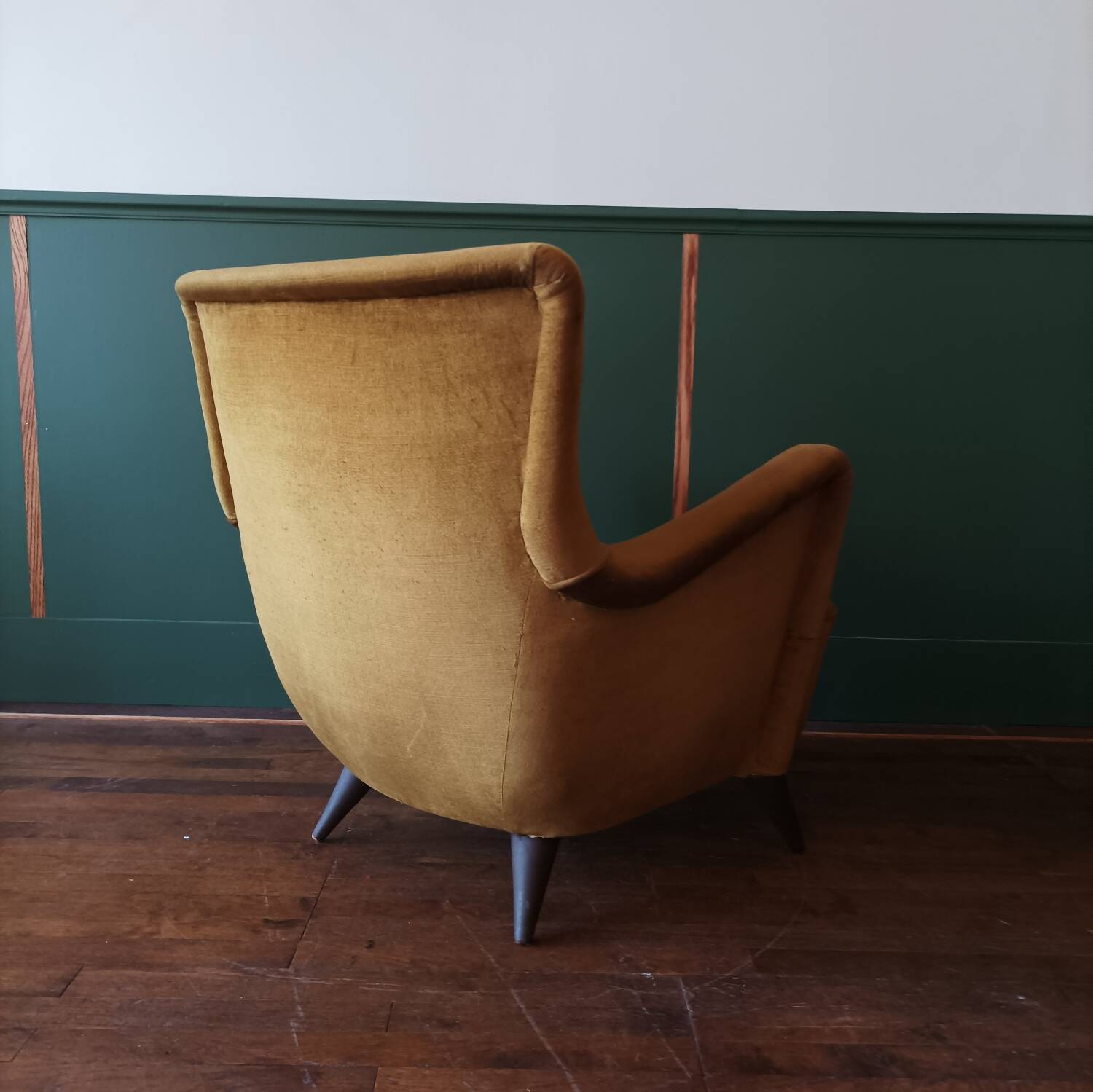 1950 mustard velvet armchair