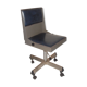 Chaise en métal de bureau ou d'atelier sur roues de 1950/60 indus