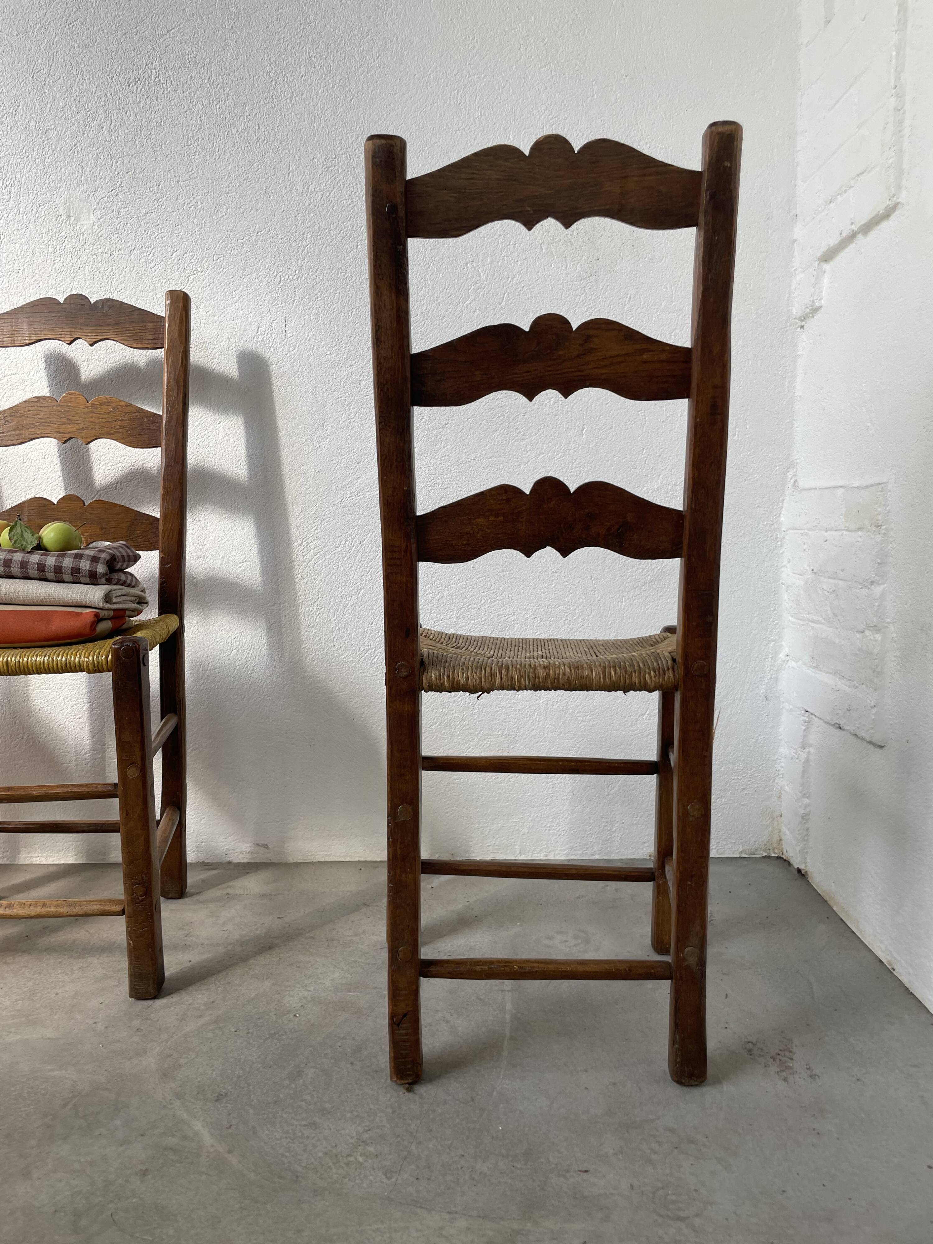 Rustic handcrafted oak chairs 1900