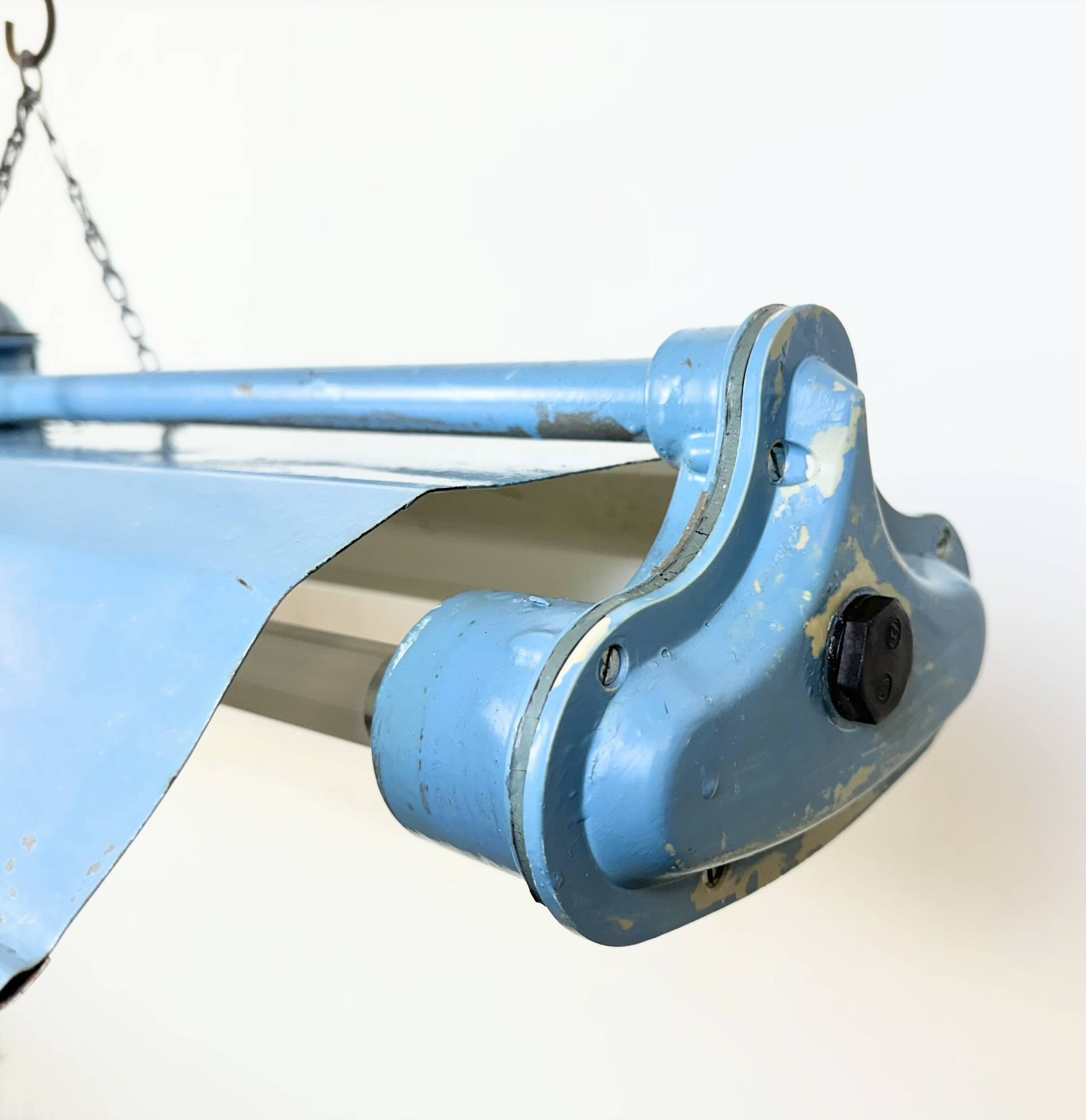 Lampe tube suspendue industrielle bleue de polam gdansk, 1970s