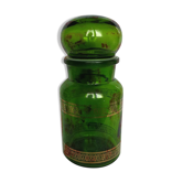 Green glass apothecary flask and golden edars old pot