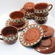 Lot de 5 tasses et leurs soucoupes en céramique artisanale de Bulgarie