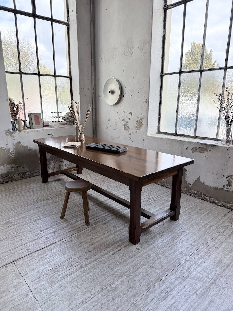 Table de ferme campagne noyer massif XL 250cm
