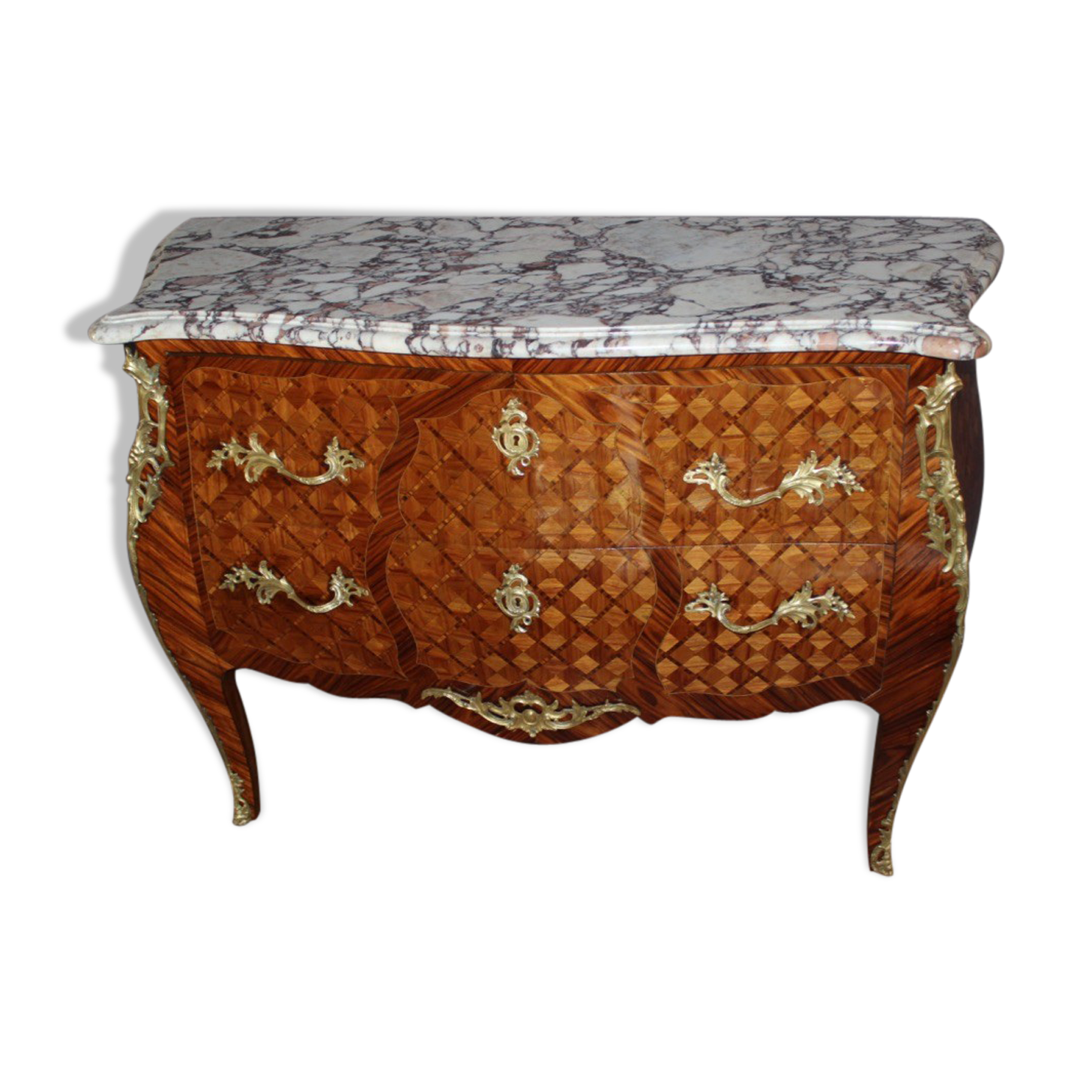 Louis XV style chest of drawers in cube marquetry
