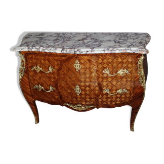Louis XV style chest of drawers in cube marquetry