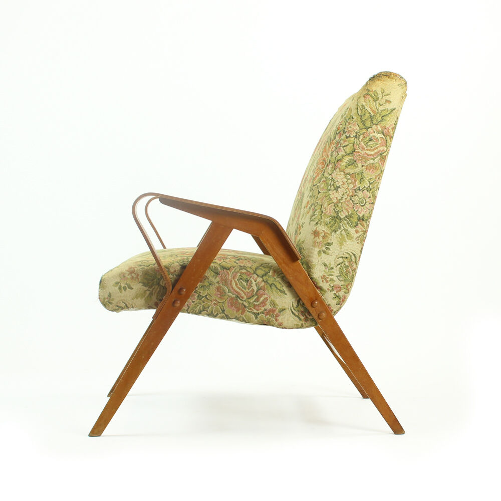 Tatra Armchairs in Light Beech & Original Fabric, Czechoslovakia, circa 1960