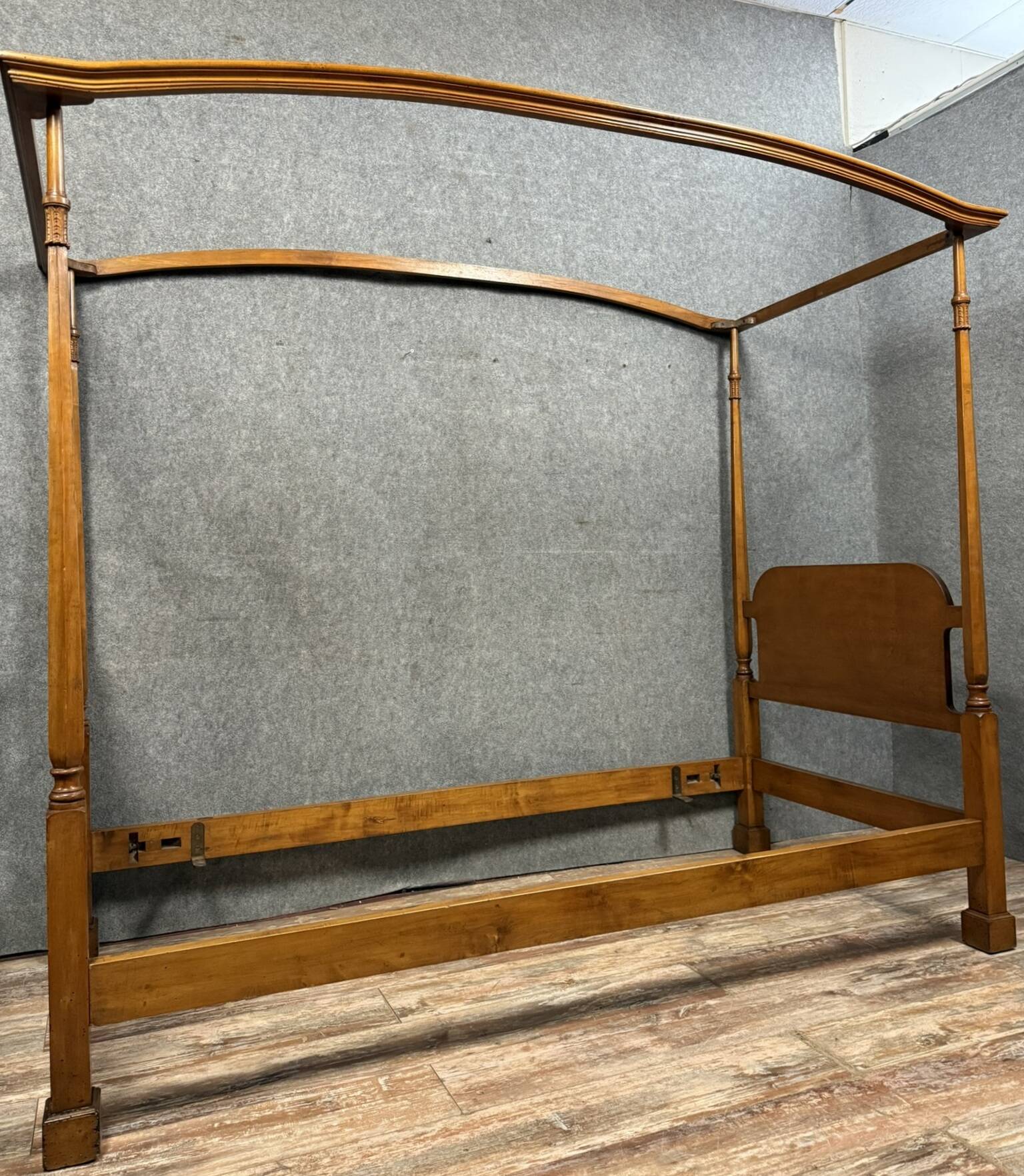 Solid wood four-poster bed
