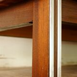 Two-tone teak & vintage chrome glass wardrobe