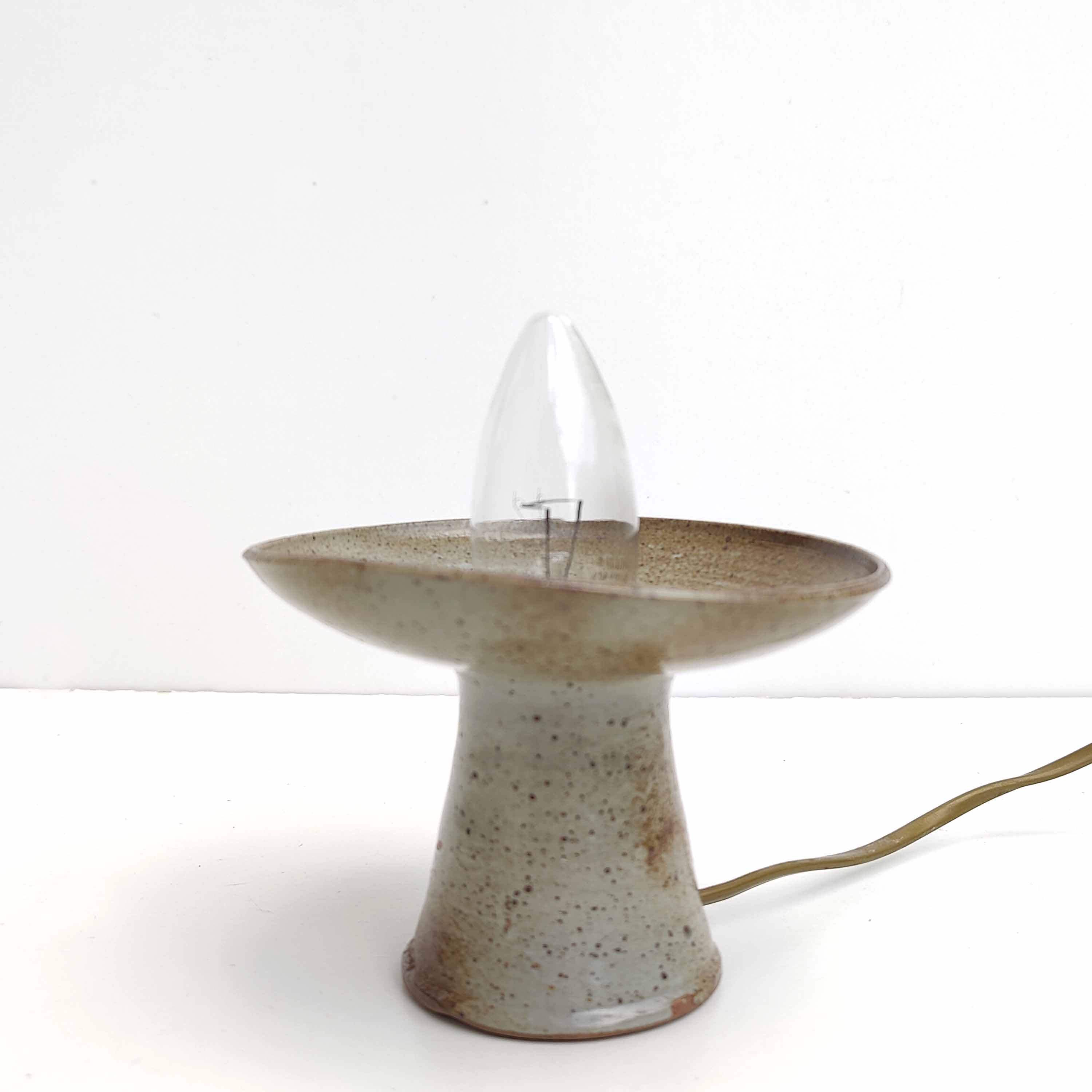 Stoneware candle holder lamp