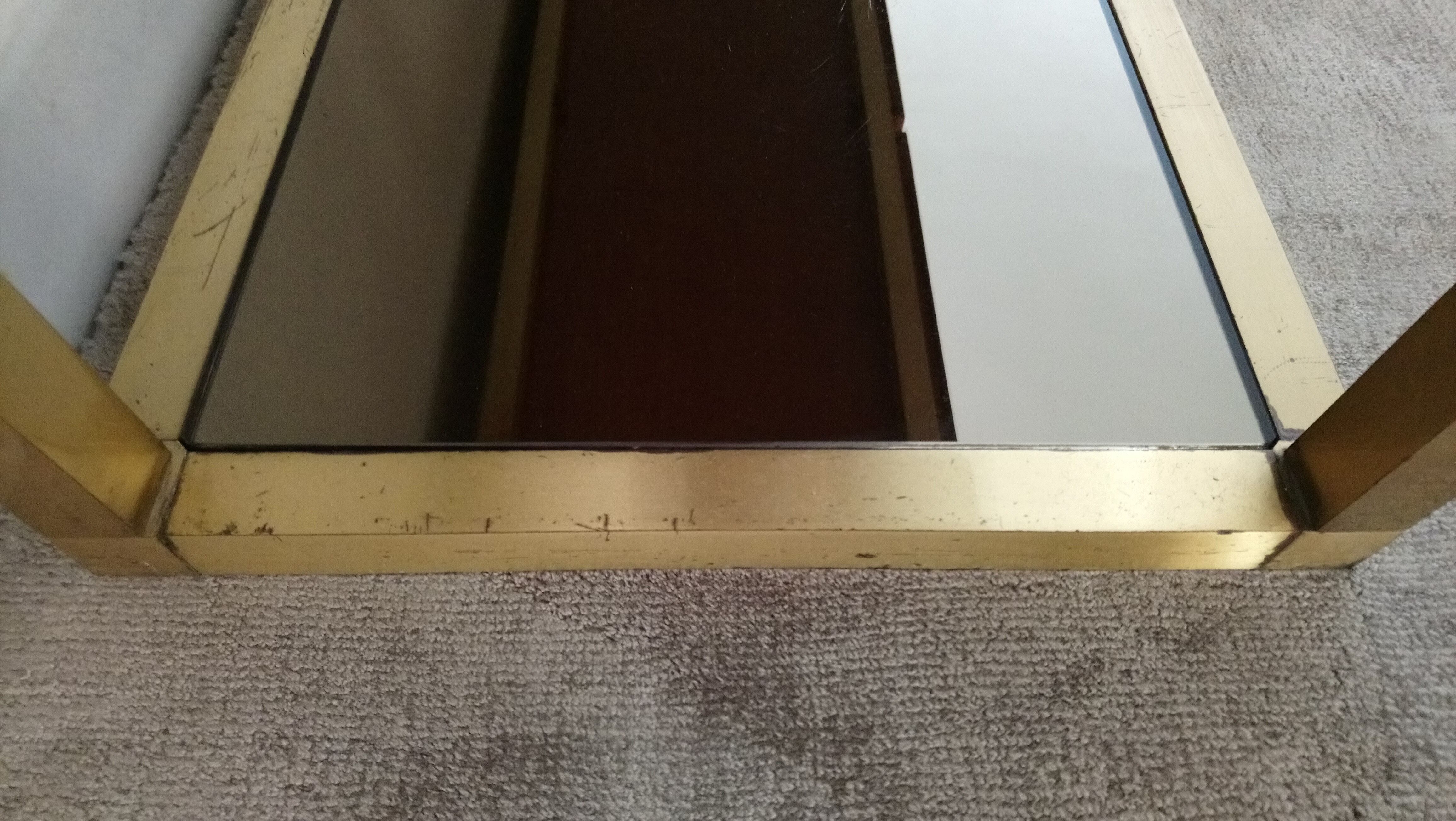 Console à tiroirs en laiton et bois années 70