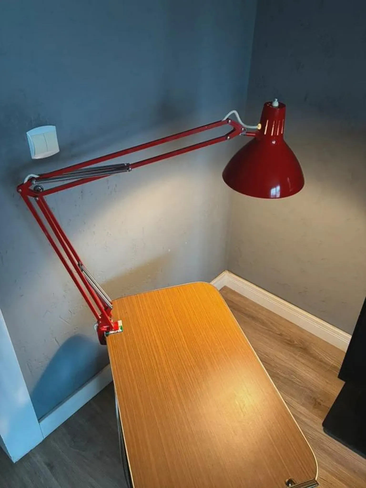 Luxo L-1 architect desk lamp by Jacob Jacobsen, red, 1960s
