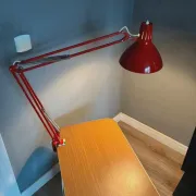 Luxo L-1 architect desk lamp by Jacob Jacobsen, red, 1960s