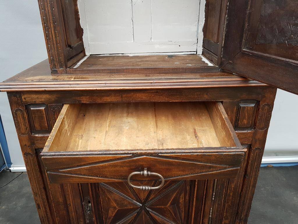 Louis XIII style two-piece recessed high wardrobe