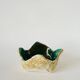Ashtray in Fat Lava, flower neckline, yellow and green, 1970 - 15 x 7 cm
