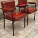 Pair of vintage armchairs year 60 imitation leather burgundy