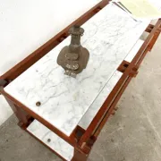 Italian modernist shelf in teak and Carrara marble, 1950s