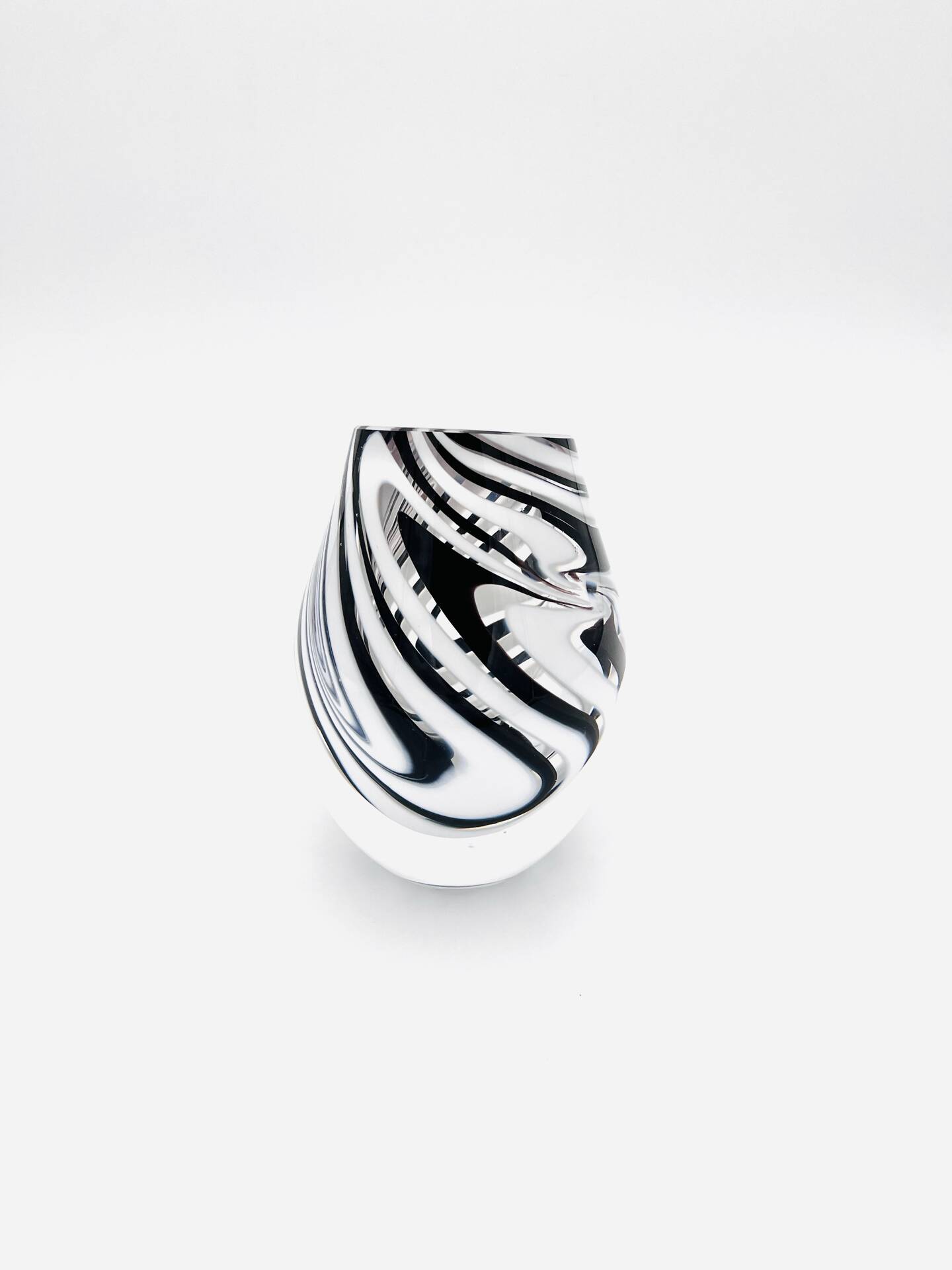 Murano Vase - Sommerso with Stripes - Black & White - 1990