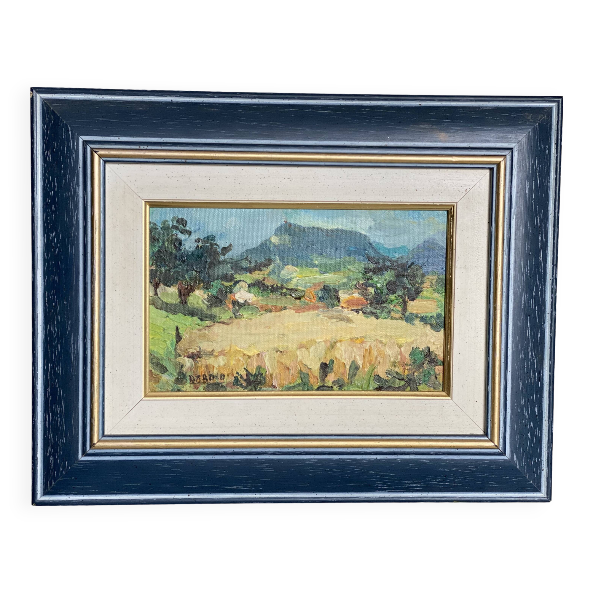 Painting by Aimé Debono, Landscape of Provence, Sainte Victoire mountain
