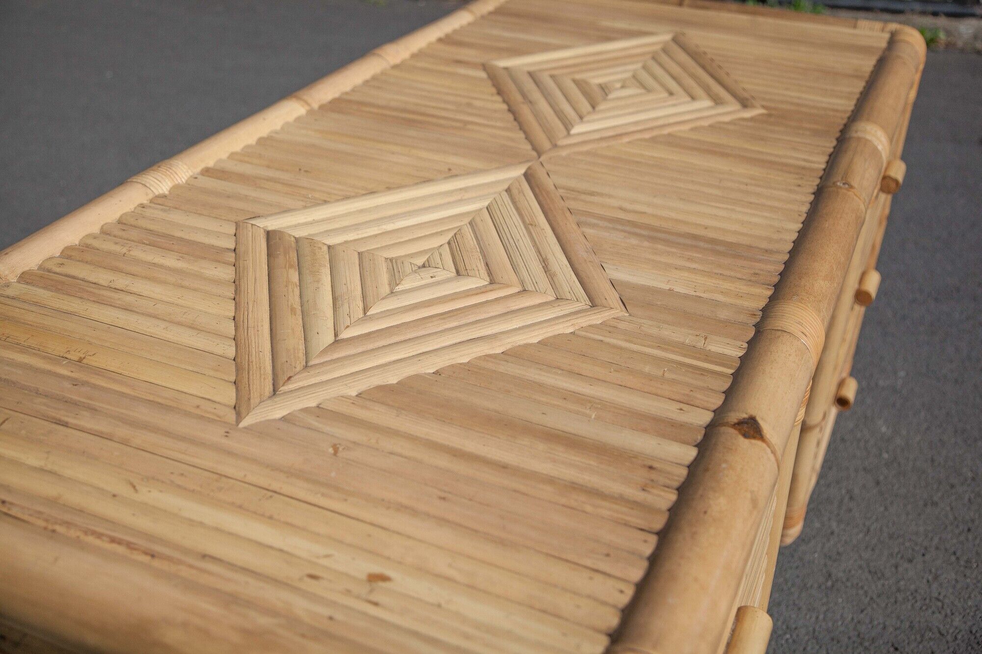 Bamboo desk, large drawer desk with chair, storage, bamboo furniture, interior decoration