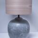 ceramic lamp in the shape of an XL pot, palm leaf decor, 80s
