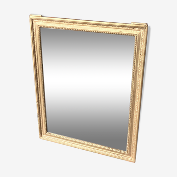 Miroir doré ancien rectangulaire baguette à rang de perles