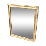 Old rectangular golden mirror baguette with beaded row