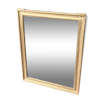 Old rectangular golden mirror baguette with beaded row