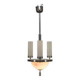 Art Deco Tubular Nickel Plated Chandelier, 1920s, Restored
