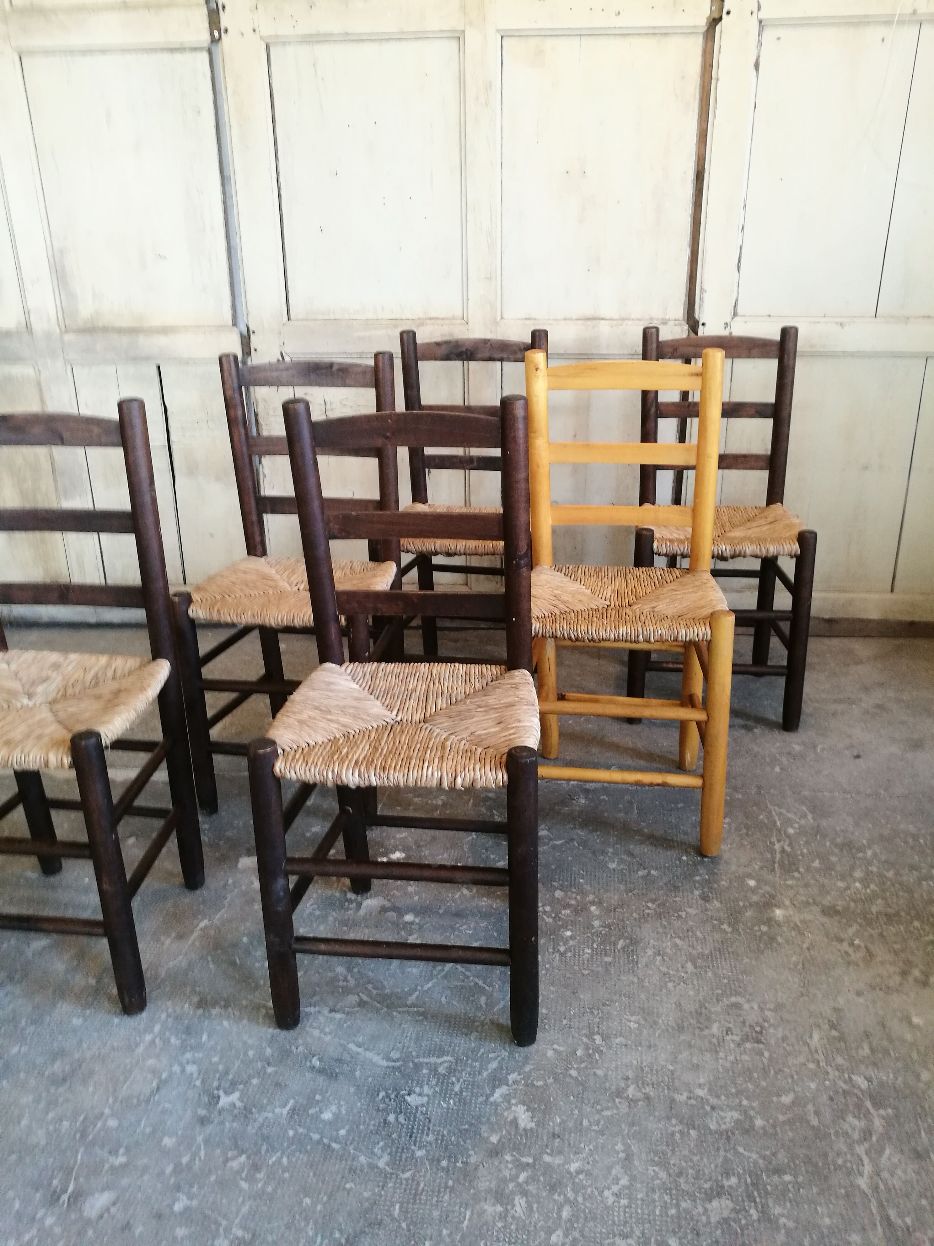Set of six mulched chairs