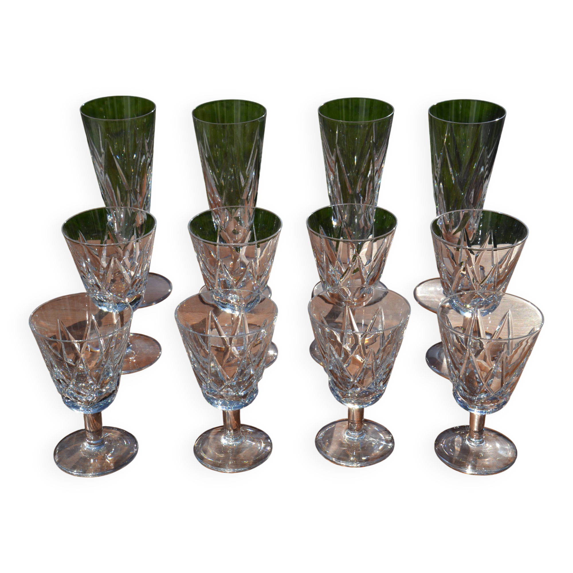 12 St Louis crystal glasses, Monaco model, 60s-70s
