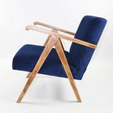 Fauteuils en velours bleu 1970