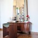 Vintage 70s dressing table with triptych mirror and matching bench.
