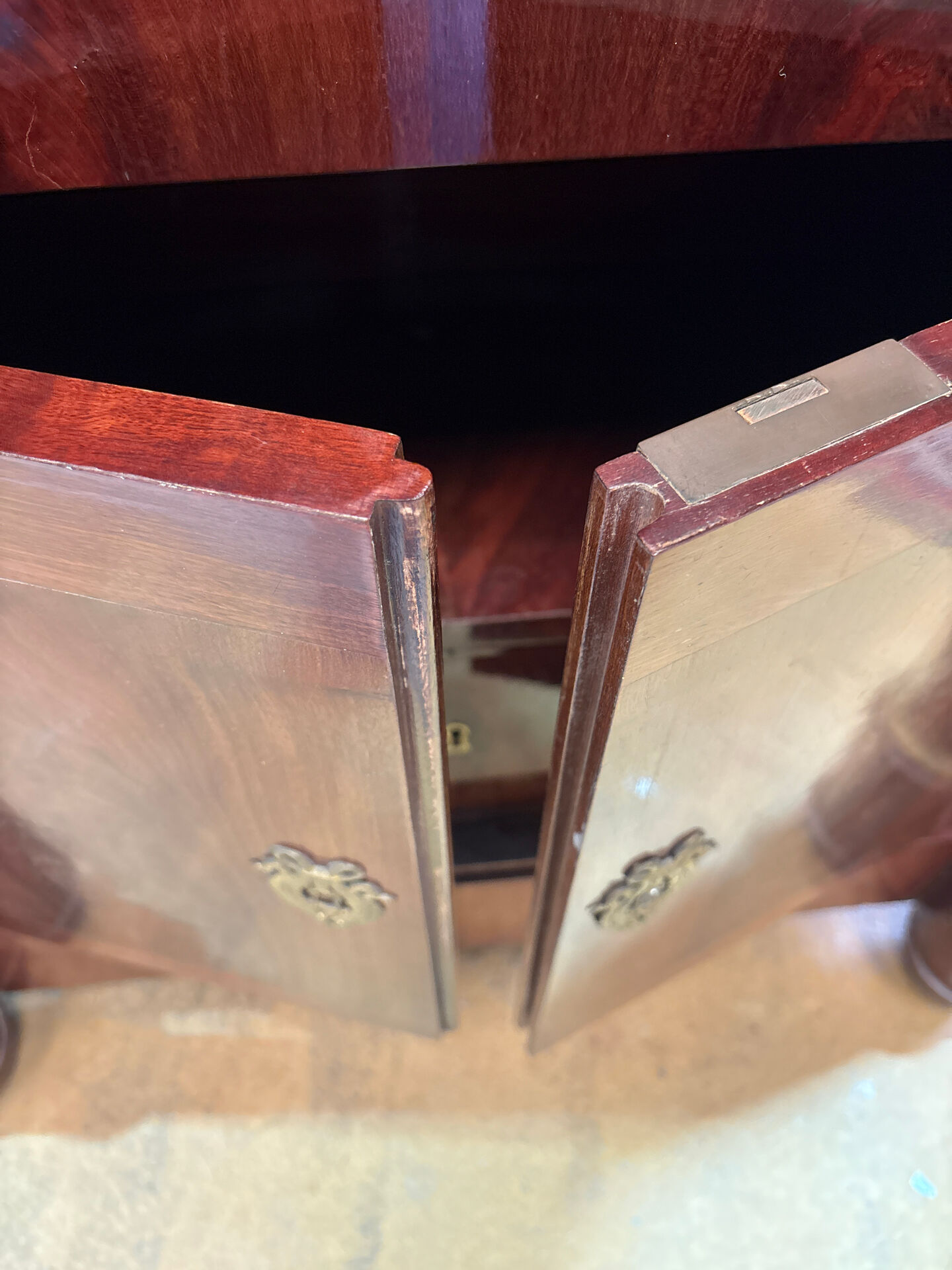 Empire secretary in mahogany, bronze and marble with secret drawers.