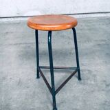 Set of Industrial Green Tripod Stool Set, Belgium, 1950s