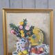 Peinture ancienne vase de marié avec son bouquet