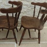 4 solid wood western-style "smoker's chairs" made of oak