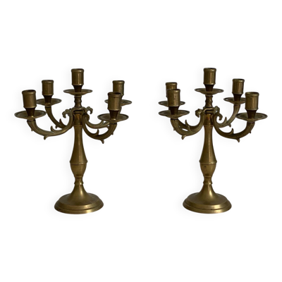 Paire de bougeoirs chandeliers candélabres en laiton