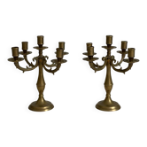 Paire de bougeoirs chandeliers candélabres en laiton