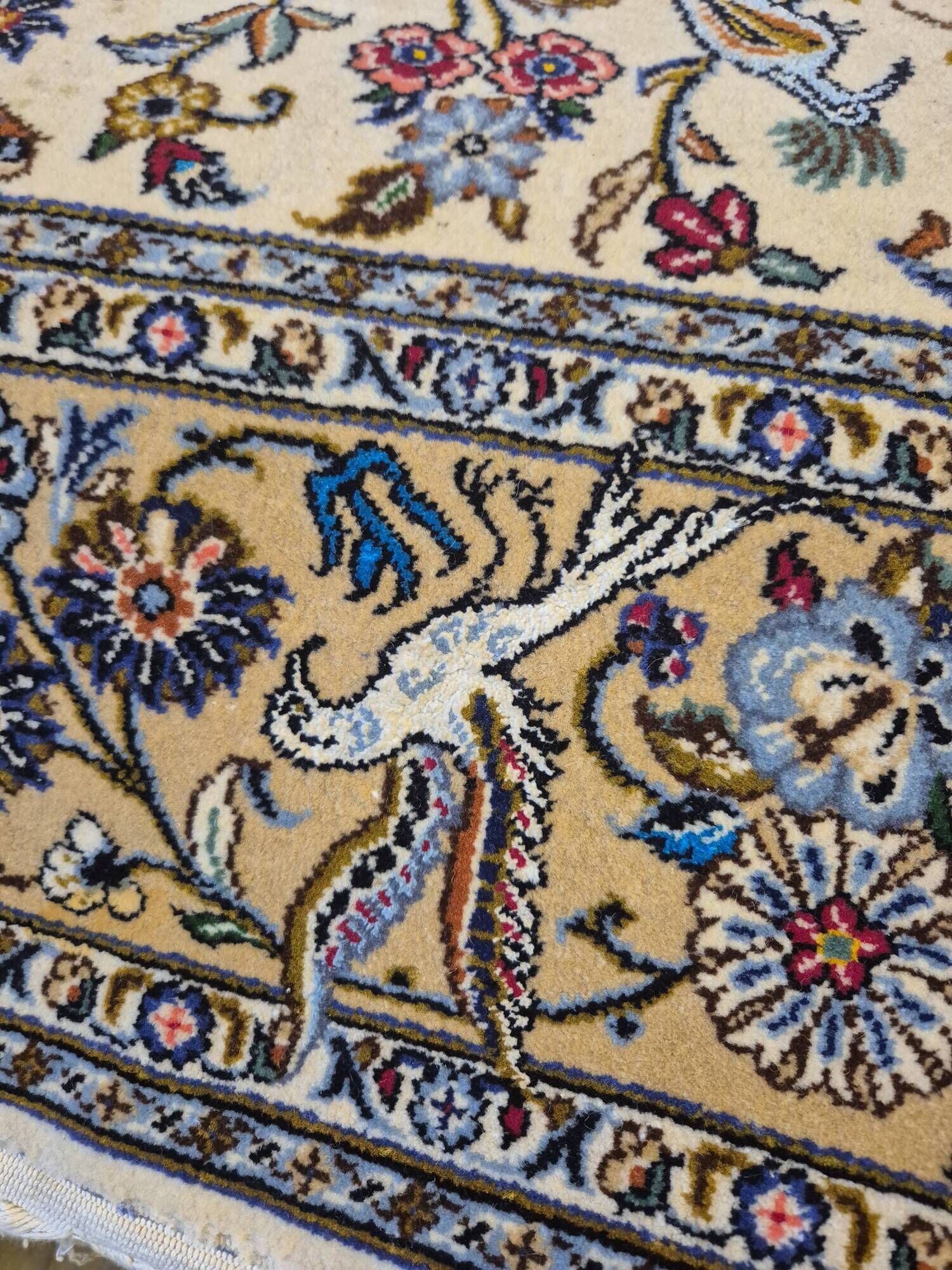 Grand Kashan Ivory Floral Rug 143x222 – Garden of Paradise