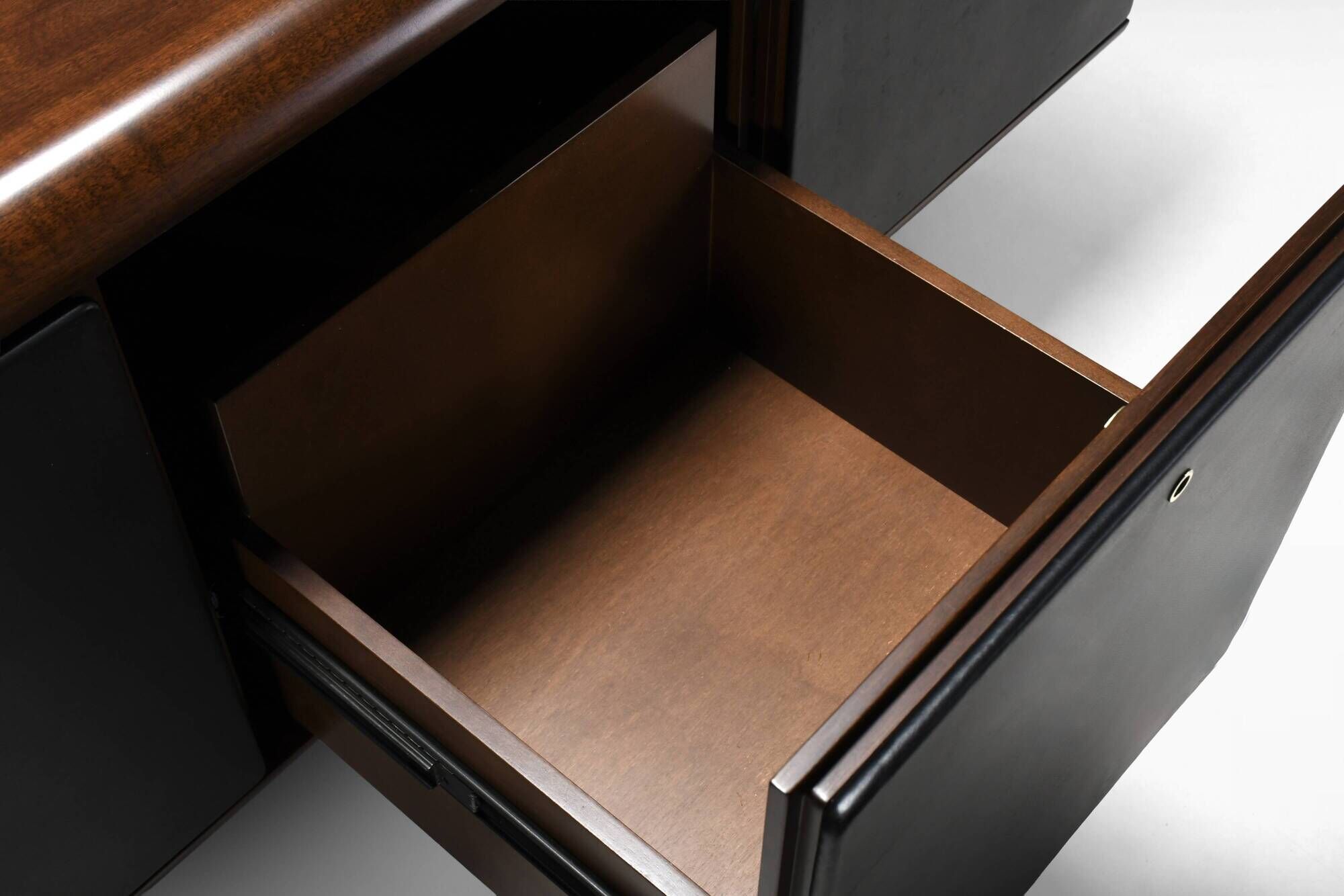 Walnut, metal and leather buffet by Hans von Klier “Il Ponte” for Skipper, 1970s.