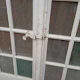 Old arched house window / transom, hammered glass, cremone