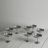 8 stainless steel footed bowls, Letang Remy style, made in France
