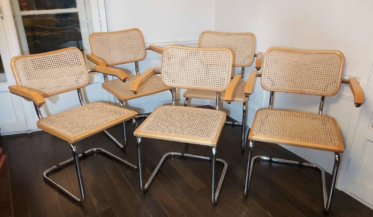 Cesca B64 vintage chair with armrests - Marcel Breuer in light beech - Vintage - Made in Italy - 80s (6 available)