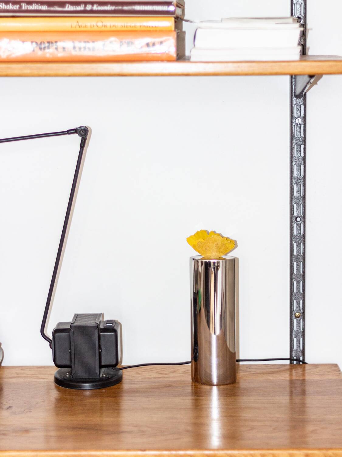 Chrome-plated metal bud vase, 1980s