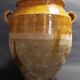 Yellow glazed terracotta jam pot, South West, 19th century